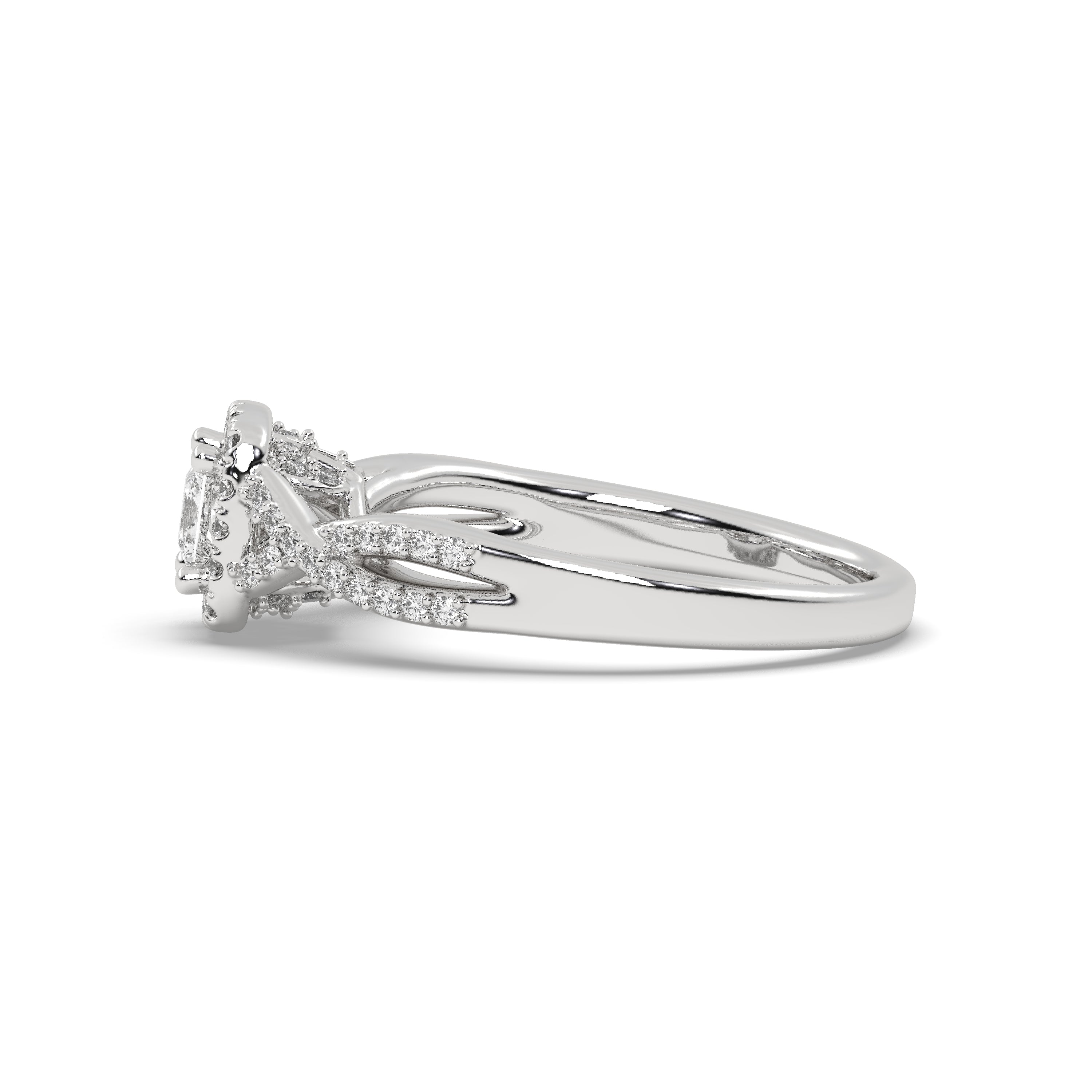 White Gold Studded 0.858 Carat Lab Grown Diamond Ring-G Color VS2 Clarity.